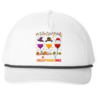 Wine Halloween Thanksgiving Christmas Happy Hallothanksmas Snapback Five-Panel Rope Hat