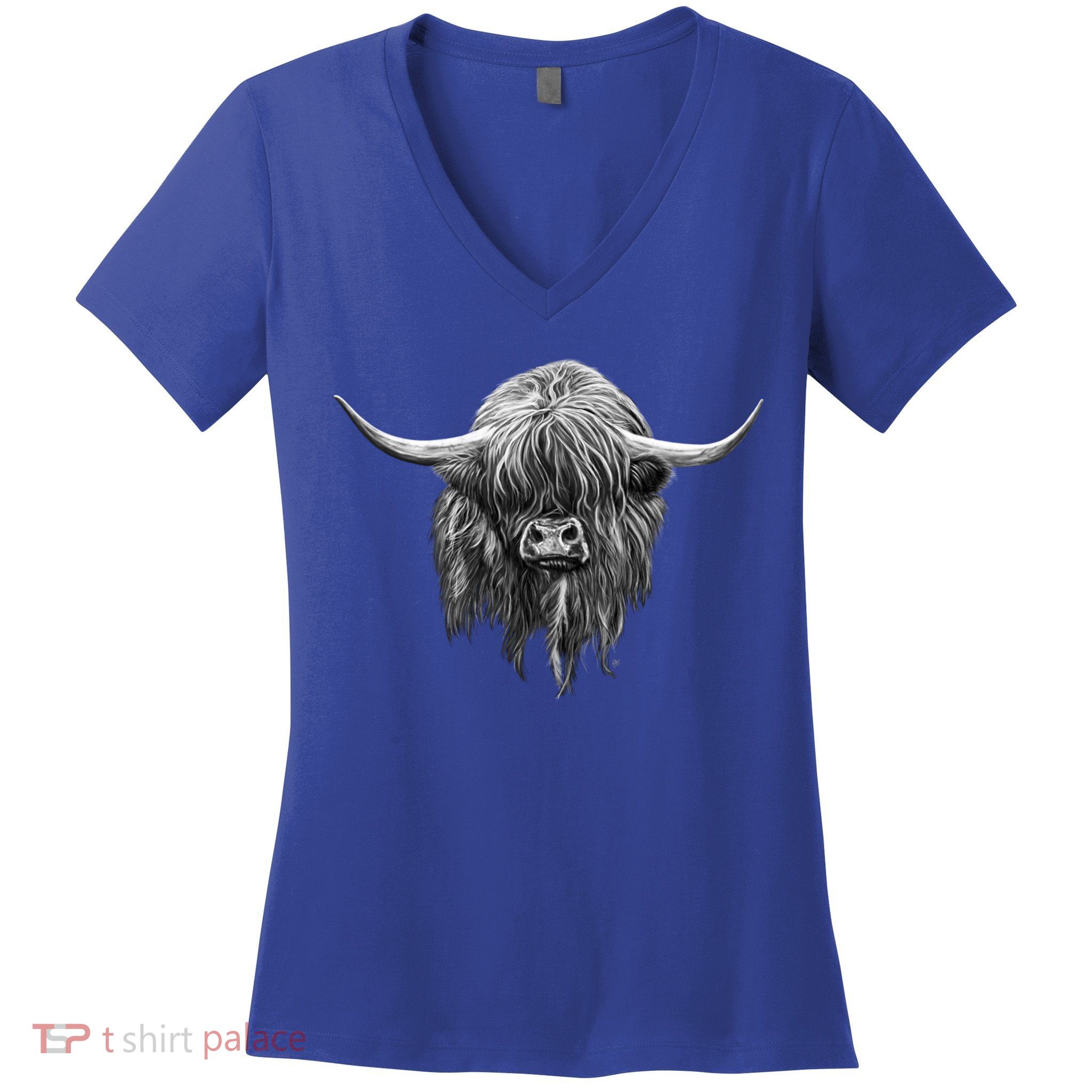 Wee Hamish The Scottish Highland Cow Cool Gift Women's V-Neck T-Shirt