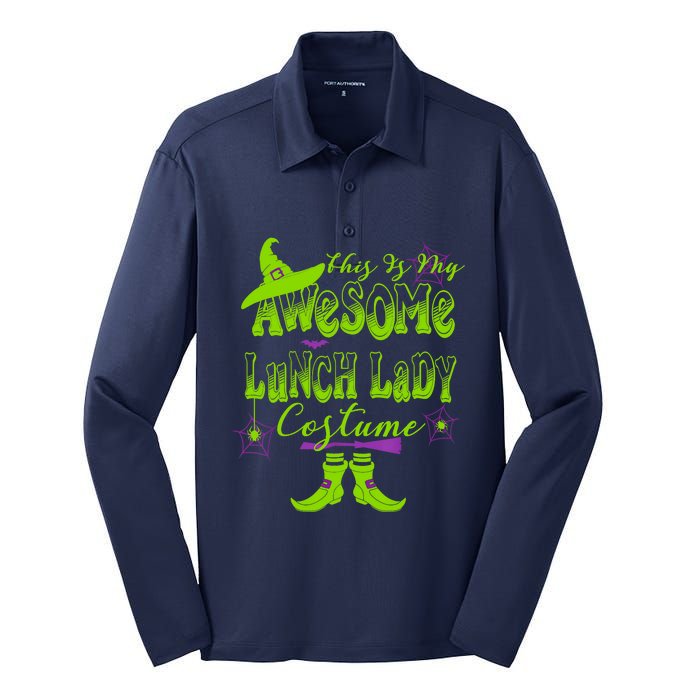 Wo Halloween This Is My Awesome Lunch Lady Costume Cute Silk Touch Performance Long Sleeve Polo