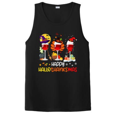 Wine Halloween Thanksgiving Christmas Happy Hallothanksmas PosiCharge Competitor Tank