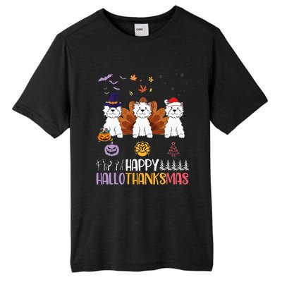 Westies Halloween Thanksgiving Christmas Happy Hallothankmas Tall Fusion ChromaSoft Performance T-Shirt