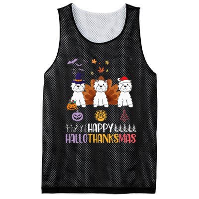 Westies Halloween Thanksgiving Christmas Happy Hallothankmas Mesh Reversible Basketball Jersey Tank