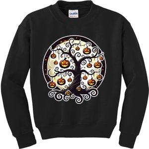 Whimsical Halloween Tree Kids Sweatshirt