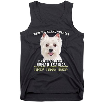 West Highland Terrier Westie Professional Human Trainer Tank Top