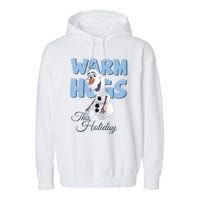 Warm Hugs This Holiday Funny Snowman Winter Garment-Dyed Fleece Hoodie