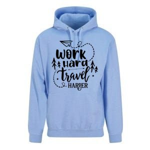 Work Hard Travel Harder Funny Quote Gift Unisex Surf Hoodie