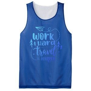 Work Hard Travel Harder Funny Quote Gift Mesh Reversible Basketball Jersey Tank