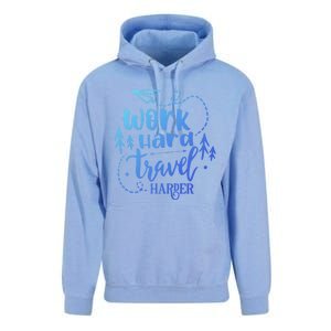 Work Hard Travel Harder Funny Quote Gift Unisex Surf Hoodie