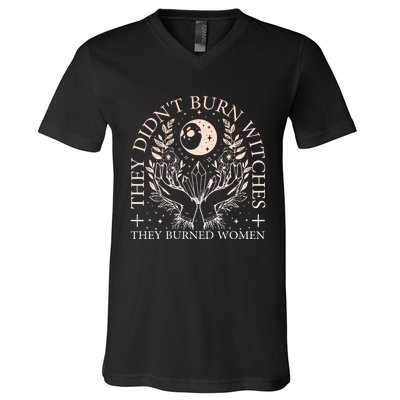 Witchy Halloween They DidnT Burn Witches They Burned V-Neck T-Shirt