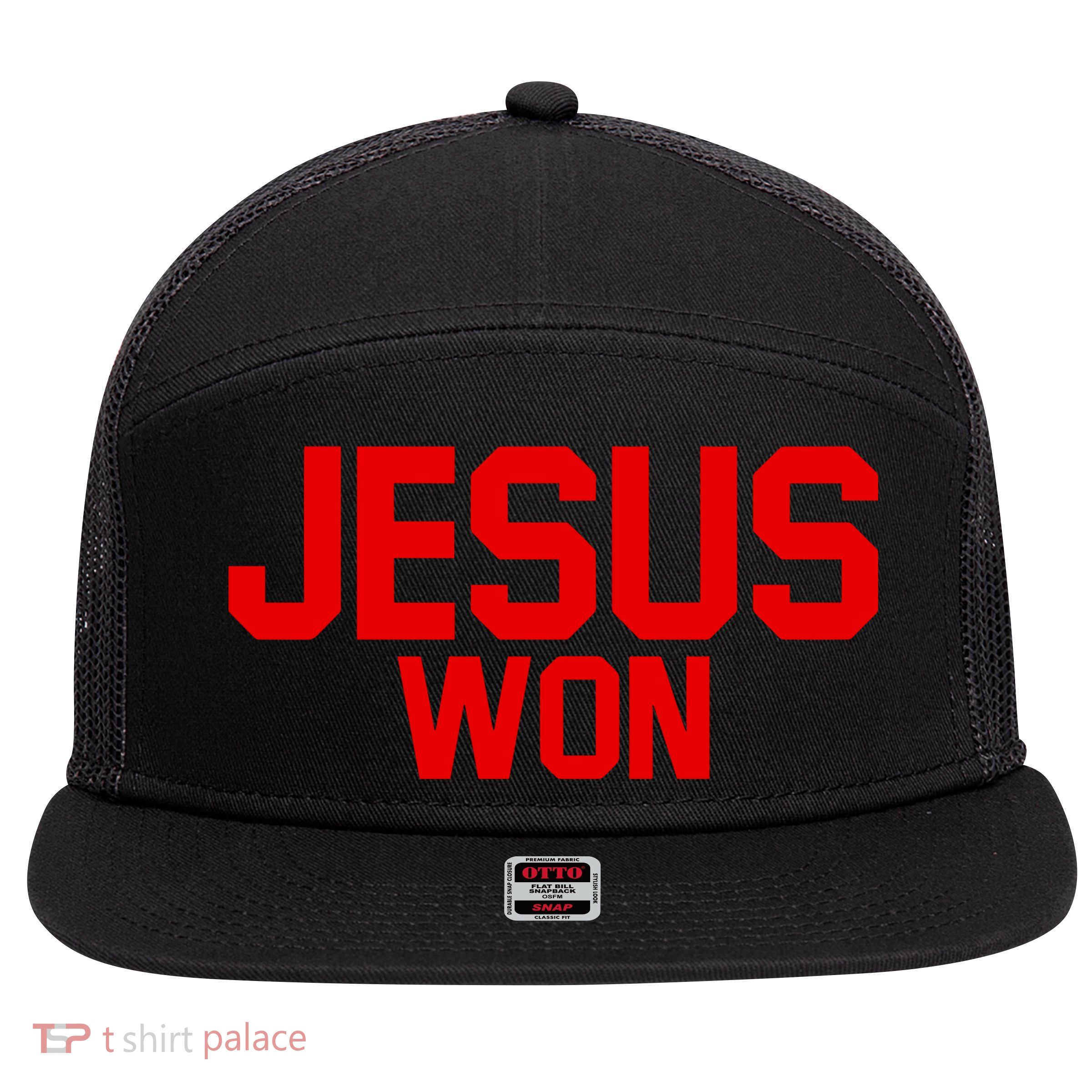 Will Howard Treveyon Henderson Gee Scott Wearing Jesus Won 7 Panel Mesh Trucker Snapback Hat