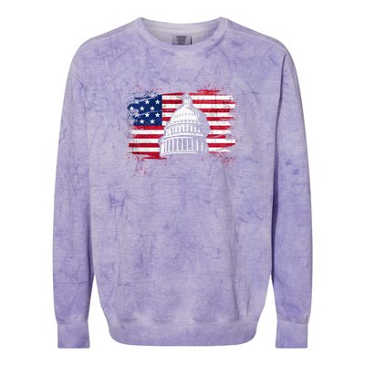 White House Usa Flag . Colorblast Crewneck Sweatshirt