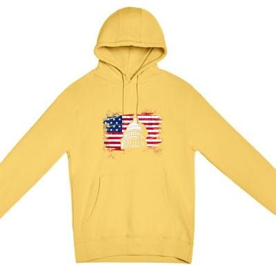 White House Usa Flag . Premium Pullover Hoodie