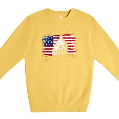 White House Usa Flag . Premium Crewneck Sweatshirt