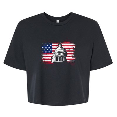 White House Usa Flag . Bella+Canvas Jersey Crop Tee