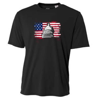 White House Usa Flag . Cooling Performance Crew T-Shirt