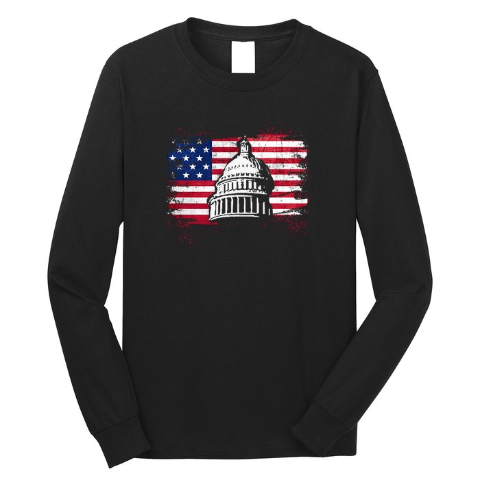 White House Usa Flag . Long Sleeve Shirt