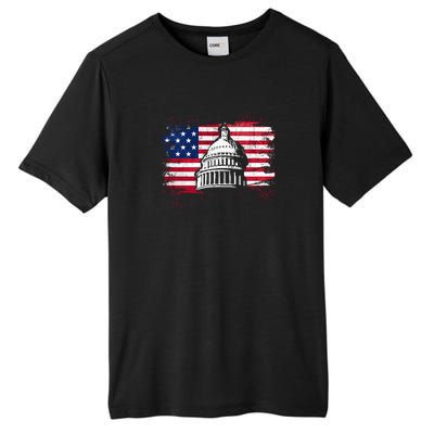 White House Usa Flag . Tall Fusion ChromaSoft Performance T-Shirt