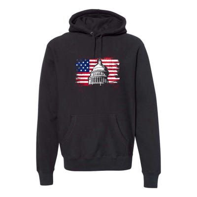 White House Usa Flag . Premium Hoodie