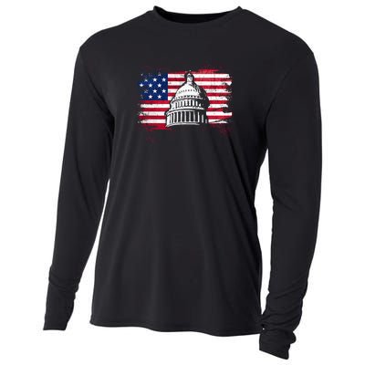 White House Usa Flag . Cooling Performance Long Sleeve Crew