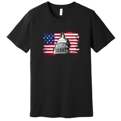 White House Usa Flag . Premium T-Shirt