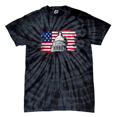 White House Usa Flag . Tie-Dye T-Shirt