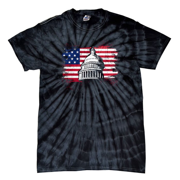 White House Usa Flag . Tie-Dye T-Shirt