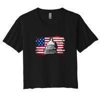 White House Usa Flag . Women's Crop Top Tee