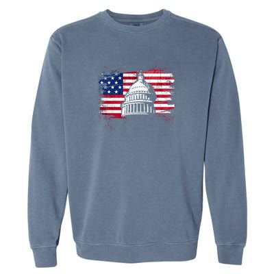 White House Usa Flag . Garment-Dyed Sweatshirt