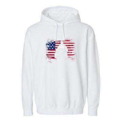 White House Usa Flag . Garment-Dyed Fleece Hoodie