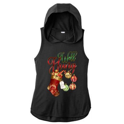 Well Hung Ugly Christmas Ladies PosiCharge Tri-Blend Wicking Draft Hoodie Tank