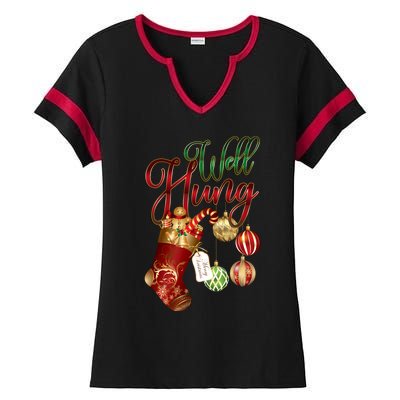 Well Hung Ugly Christmas Ladies Halftime Notch Neck Tee