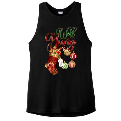 Well Hung Ugly Christmas Ladies PosiCharge Tri-Blend Wicking Tank