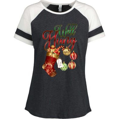 Well Hung Ugly Christmas Enza Ladies Jersey Colorblock Tee