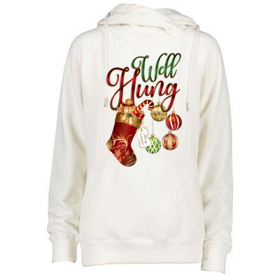 Well Hung Ugly Christmas Womens Funnel Neck Pullover Hood