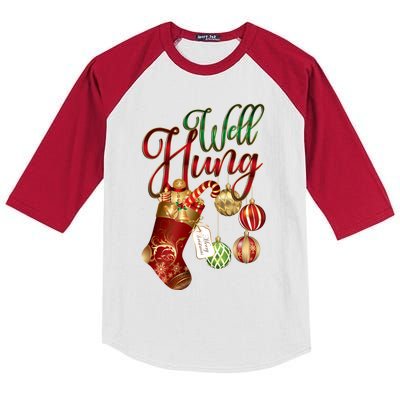 Well Hung Ugly Christmas Kids Colorblock Raglan Jersey