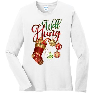 Well Hung Ugly Christmas Ladies Long Sleeve Shirt