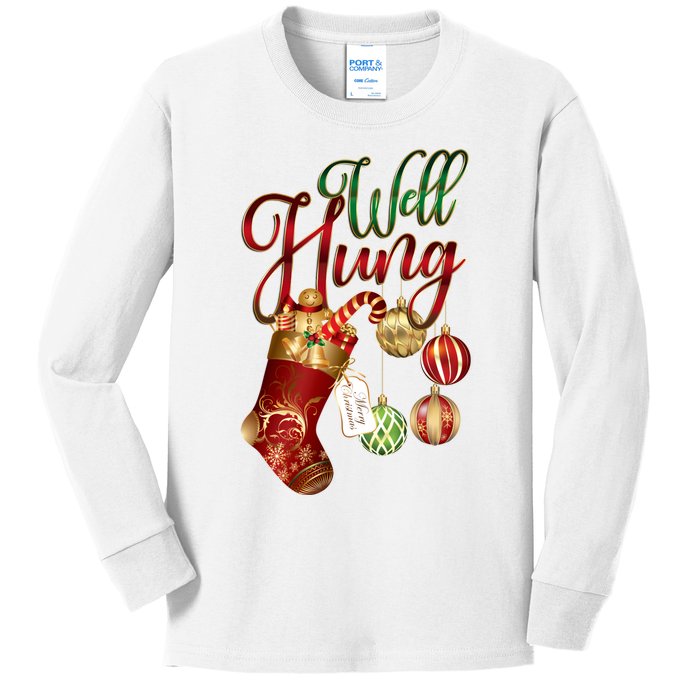 Well Hung Ugly Christmas Kids Long Sleeve Shirt