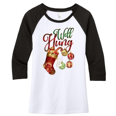 Well Hung Ugly Christmas Women's Tri-Blend 3/4-Sleeve Raglan Shirt