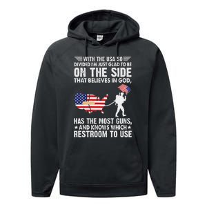 With He Usa So Divide IM Just Glad O Be On He Side Performance Fleece Hoodie