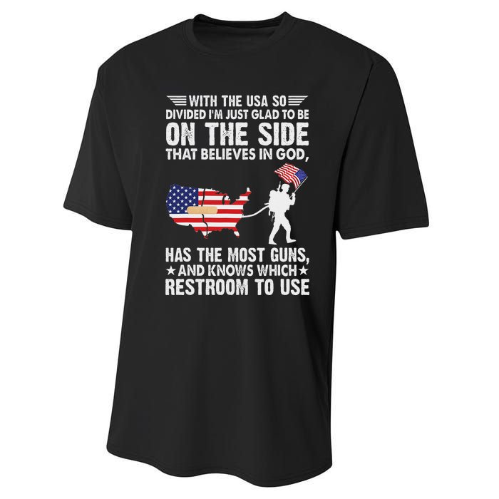 With He Usa So Divide IM Just Glad O Be On He Side Performance Sprint T-Shirt