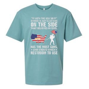 With He Usa So Divide IM Just Glad O Be On He Side Sueded Cloud Jersey T-Shirt