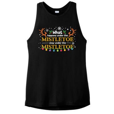 What Happens Under The Mistletoe Stays Under The Mistletoe Ladies PosiCharge Tri-Blend Wicking Tank