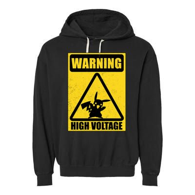 Warning High Voltage Garment-Dyed Fleece Hoodie