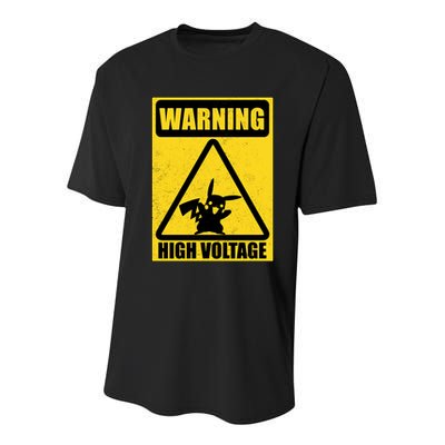 Warning High Voltage Youth Performance Sprint T-Shirt