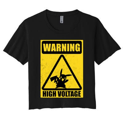 Warning High Voltage Crop Top