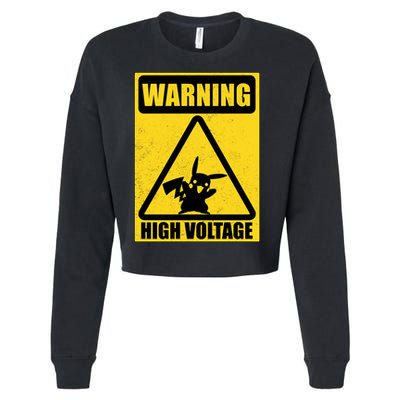 Warning High Voltage Cropped Pullover Crew