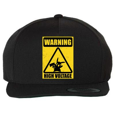 Warning High Voltage Wool Snapback Cap