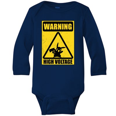 Warning High Voltage Baby Long Sleeve Bodysuit