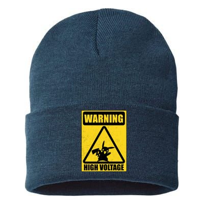 Warning High Voltage Sustainable Knit Beanie