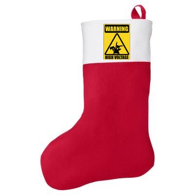 Warning High Voltage Felt Holiday Christmas Stocking